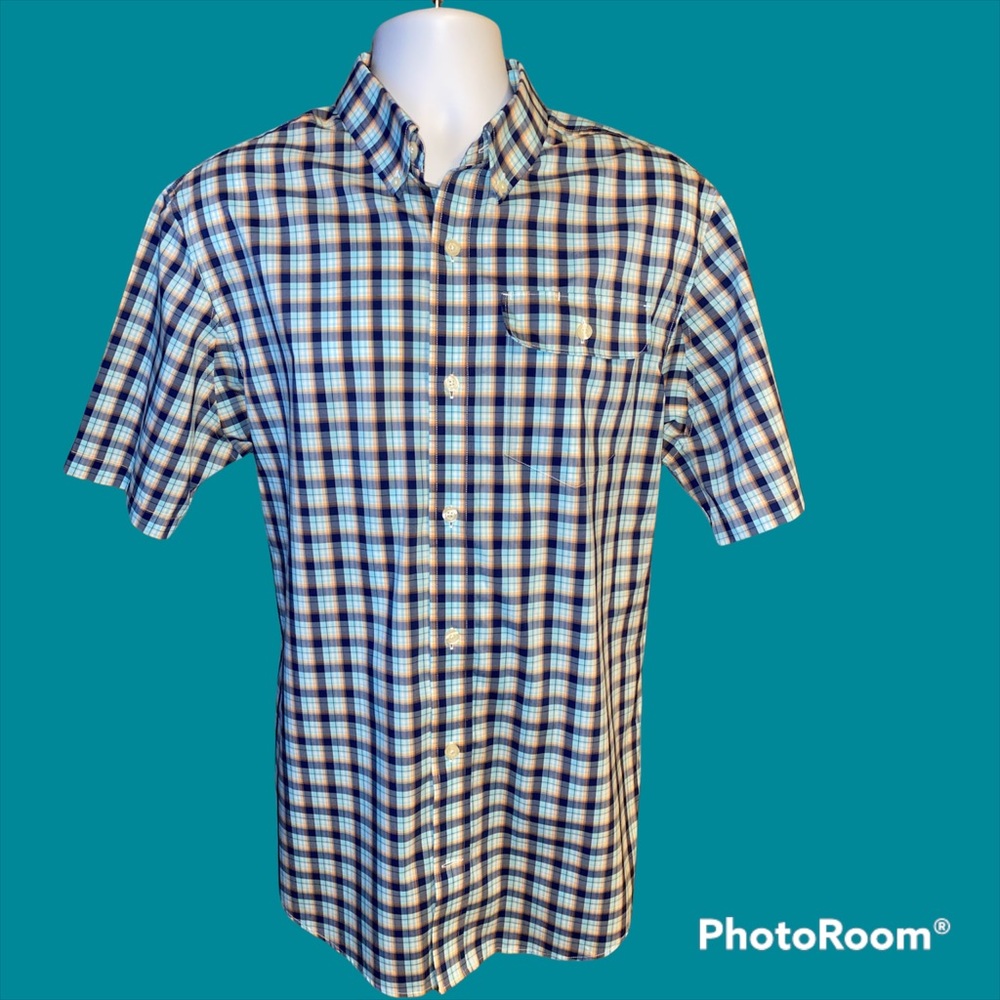 Duluth Trading Co Medium Checkered Short Sleeve Button Down